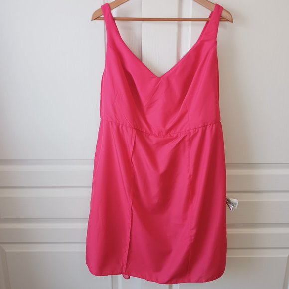 David's Bridal Women's Plus Punch Sheer Chiffon Tank With Rouching Dress Size 16 - Picture 9 of 16